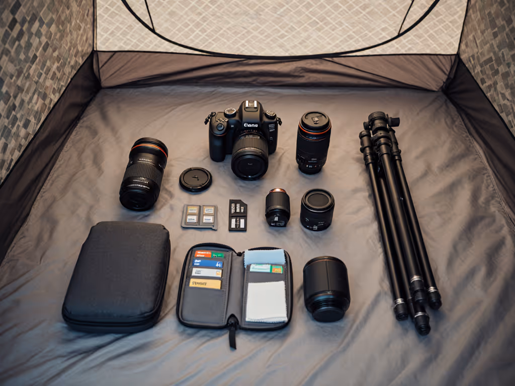 modern-camping-tent-interior-organized-for-photography-gear