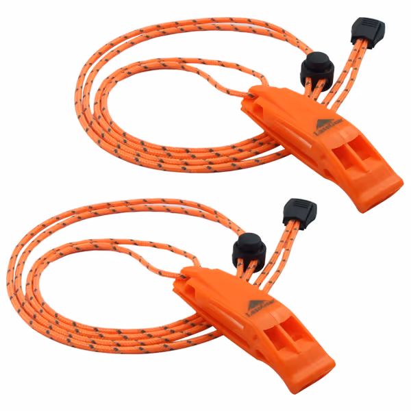Emergency Whistles with Lanyard (2 Pack)